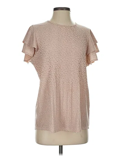 Pre-owned Adrianna Papell Short Sleeve Blouse In Tan