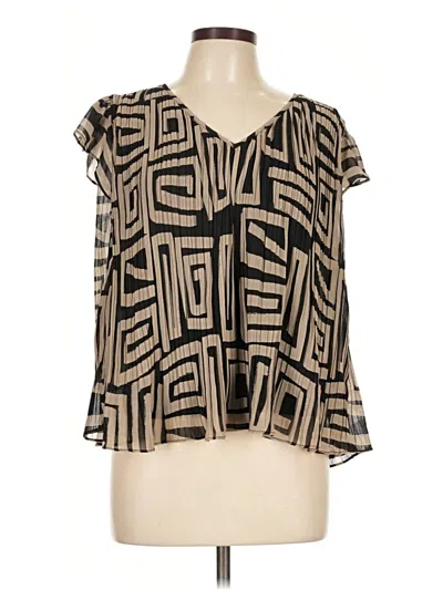 Pre-owned Adrianna Papell Short Sleeve Blouse In Tan