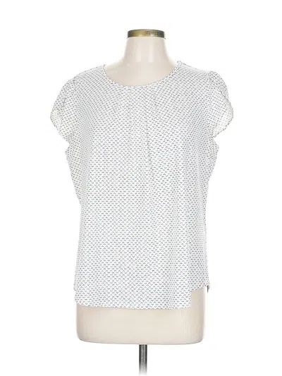 Pre-owned Adrianna Papell Short Sleeve Blouse In White