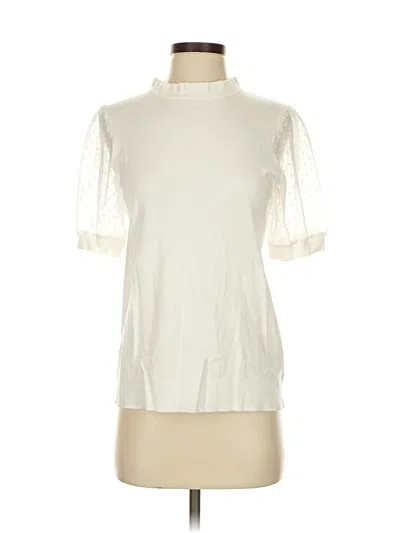 Pre-owned Adrianna Papell Short Sleeve Blouse In White