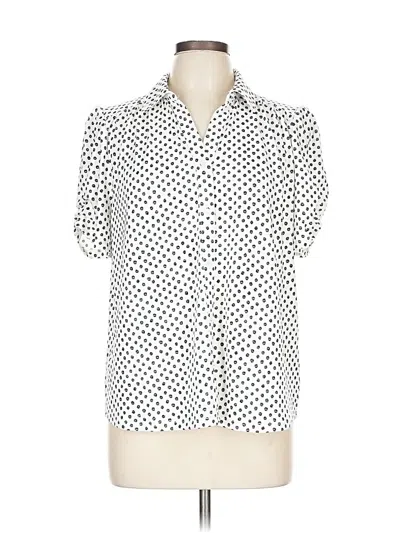 Pre-owned Adrianna Papell Short Sleeve Blouse In White