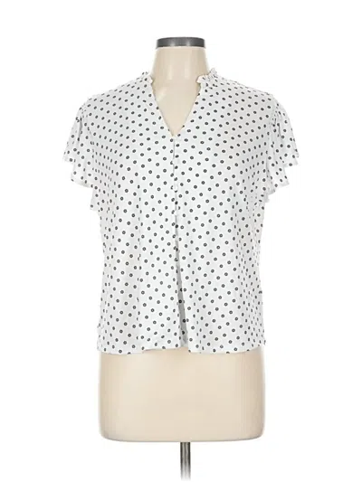 Pre-owned Adrianna Papell Short Sleeve Blouse In White