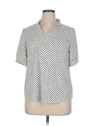 Pre-owned Adrianna Papell Short Sleeve Blouse In White