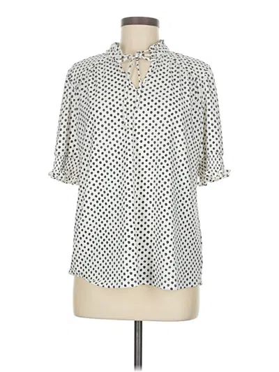 Pre-owned Adrianna Papell Short Sleeve Blouse In White