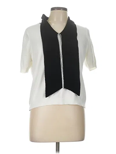 Pre-owned Adrianna Papell Short Sleeve Blouse In White