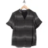 Adrianna Papell Bubble Sleeve Covered Button-up Top In Multi