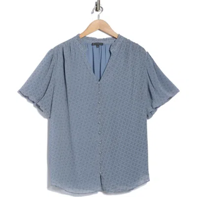 ADRIANNA PAPELL ADRIANNA PAPELL SHORT SLEEVE BUTTON-UP TOP