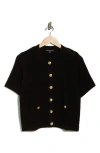 Adrianna Papell Short Sleeve Cardigan In Black