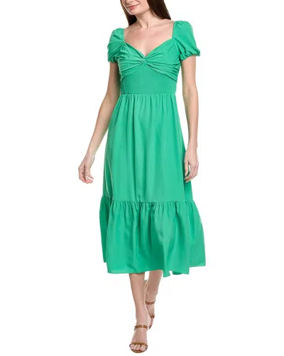 Adrianna Papell Short Sleeve Midi Dress In Green