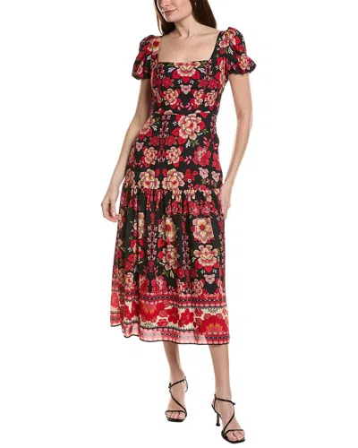 Adrianna Papell Short Sleeve Midi Dress In Multi