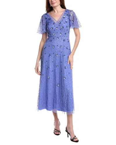 Adrianna Papell Short Sleeve Midi Dress In Purple
