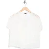Adrianna Papell Short Sleeve Pieced Sheer Lace & Chiffon Top In White