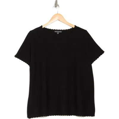 Adrianna Papell Short Sleeve Sweater In Black