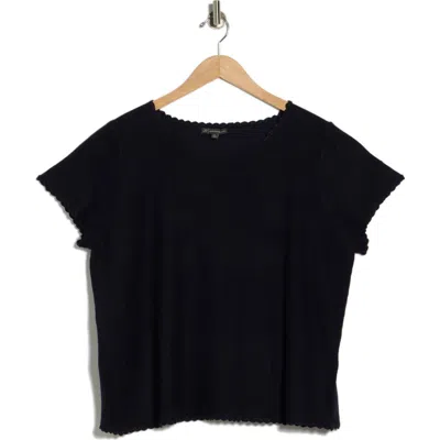 Adrianna Papell Short Sleeve Sweater In Blue