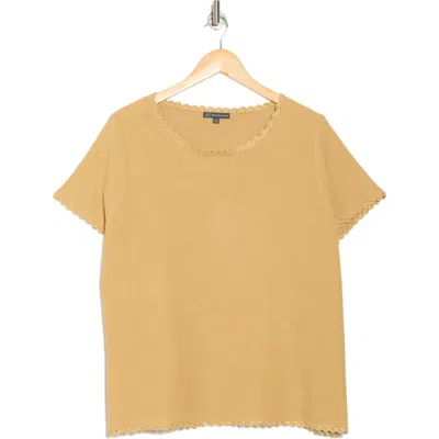 Adrianna Papell Short Sleeve Sweater In Golden Maize