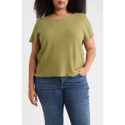 Adrianna Papell Short Sleeve Sweater In Green