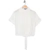 Adrianna Papell Short Sleeve Tie Hem Button-up Shirt In Ivory