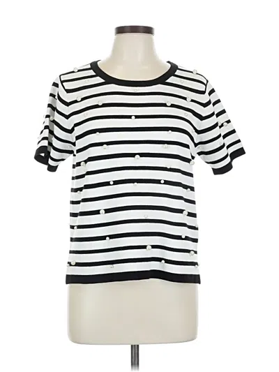 Adrianna Papell Short Sleeve Top Black Crew Neck Tops