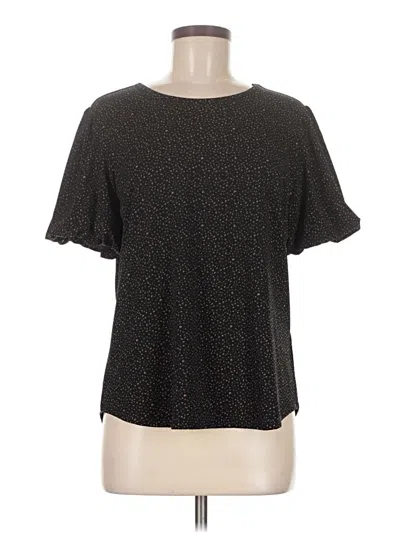 Pre-owned Adrianna Papell Short Sleeve Top Black Crew Neck Tops