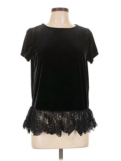 Pre-owned Adrianna Papell Short Sleeve Top Black Sweetheart Neckline Tops
