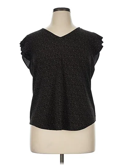 Pre-owned Adrianna Papell Short Sleeve Top Black V-neck Tops