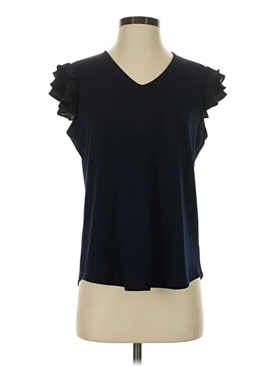 Pre-owned Adrianna Papell Short Sleeve Top Black V-neck Tops