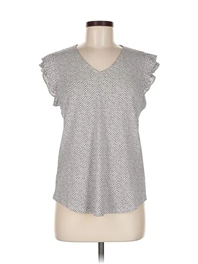 Pre-owned Adrianna Papell Short Sleeve Top Gray V Neck Tops
