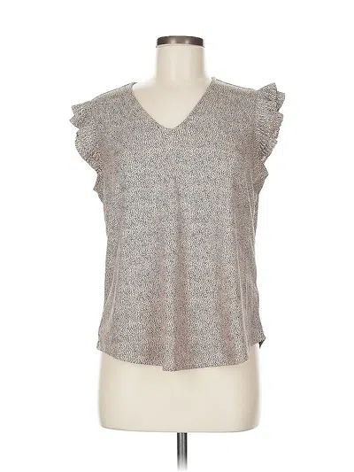 Pre-owned Adrianna Papell Short Sleeve Top Gray V Neck Tops