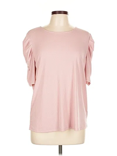 Pre-owned Adrianna Papell Short Sleeve Top Pink Boatneck Tops