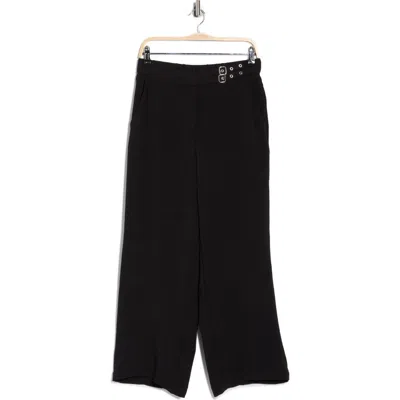 Adrianna Papell Side Belted Airflow Wide Leg Pants In Black