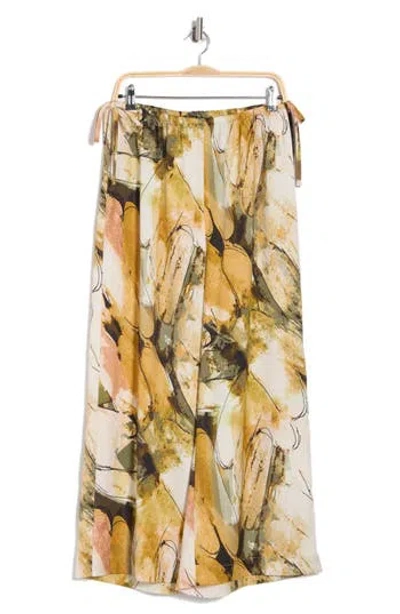Adrianna Papell Side Tie Wide Leg Satin Pants In Green