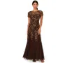 Adrianna Papell Size Floral-beaded Gown