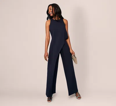 Adrianna Papell Sleeveless Asymmetrical Jumpsuit In Midnight In Blue