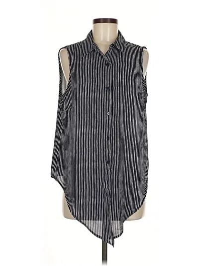 Pre-owned Adrianna Papell Sleeveless Button Down Shirt In Blue