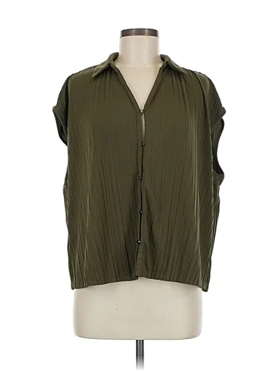 Pre-owned Adrianna Papell Sleeveless Button Down Shirt In Green