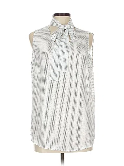 Pre-owned Adrianna Papell Sleeveless Button Down Shirt In Silver