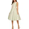 Adrianna Papell Boat-neck A-line Dress In Aloe Mist