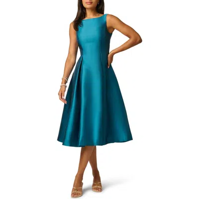 Adrianna Papell Sleeveless Mikado Fit & Flare Midi Dress In Blue