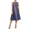 Adrianna Papell Boat-neck A-line Dress In Blue Frost