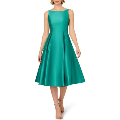 Adrianna Papell Sleeveless Mikado Fit & Flare Midi Dress In Botanic Green