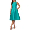 Adrianna Papell Boat-neck A-line Dress In Exotic Jade