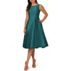 Adrianna Papell Boat-neck A-line Dress In Lily Teal