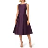 Adrianna Papell Sleeveless Mikado Fit & Flare Midi Dress In Luxe Plum