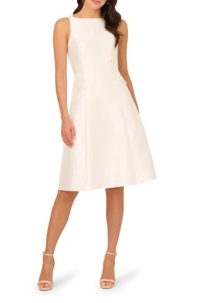 Adrianna Papell Sleeveless Mikado Fit & Flare Midi Dress In Neutral