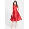 Adrianna Papell Sleeveless Mikado Fit & Flare Midi Dress In Red