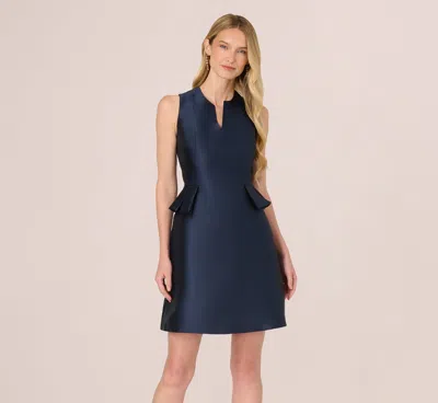 Sleeveless Mikado Peplum Short Dress In Midnight In Blue from Adrianna Papell