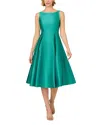 Adrianna Papell Sleeveless Tea-length Dress In Green