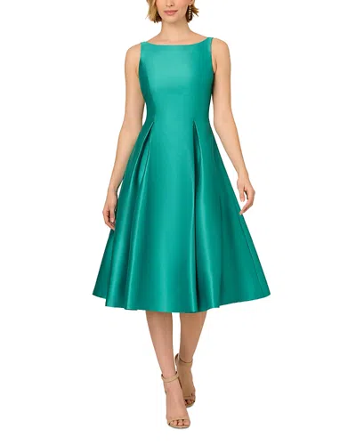 Adrianna Papell Sleeveless Tea-length Dress In Green