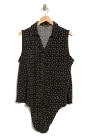 Adrianna Papell Sleeveless Tie Front Button-up Top