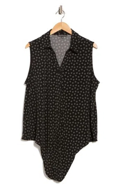 Adrianna Papell Sleeveless Tie Front Button-up Top
